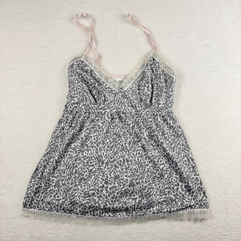 Marilyn Monroe Y2K Leopard Print Lace Trim Babydoll Cami Top Medium Coquette